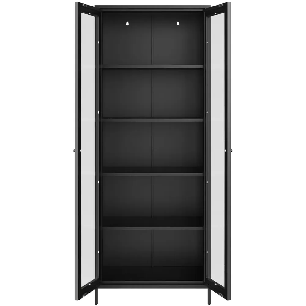 Mase 2 Door Glass Display Cabinet - Black
