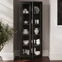 Mase 2 Door Glass Display Cabinet - Black