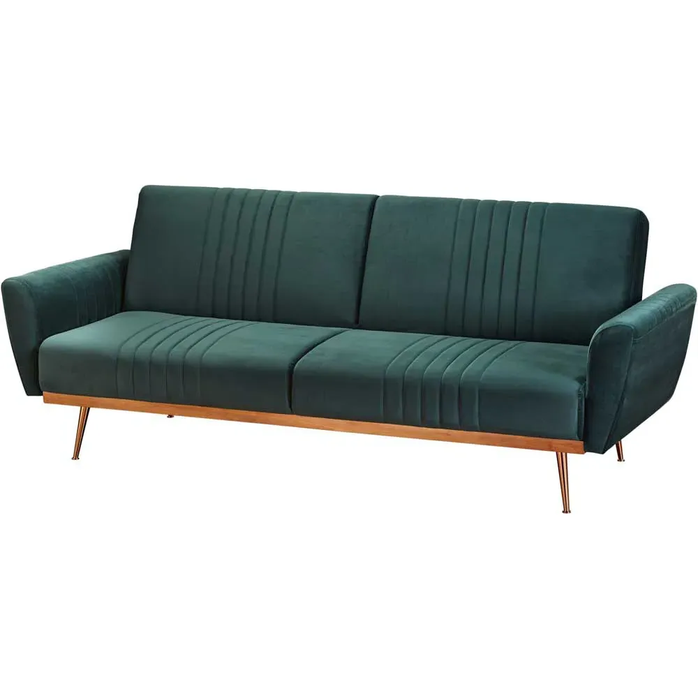 Nico 3-Seater Sofa Bed - Green, Velvet