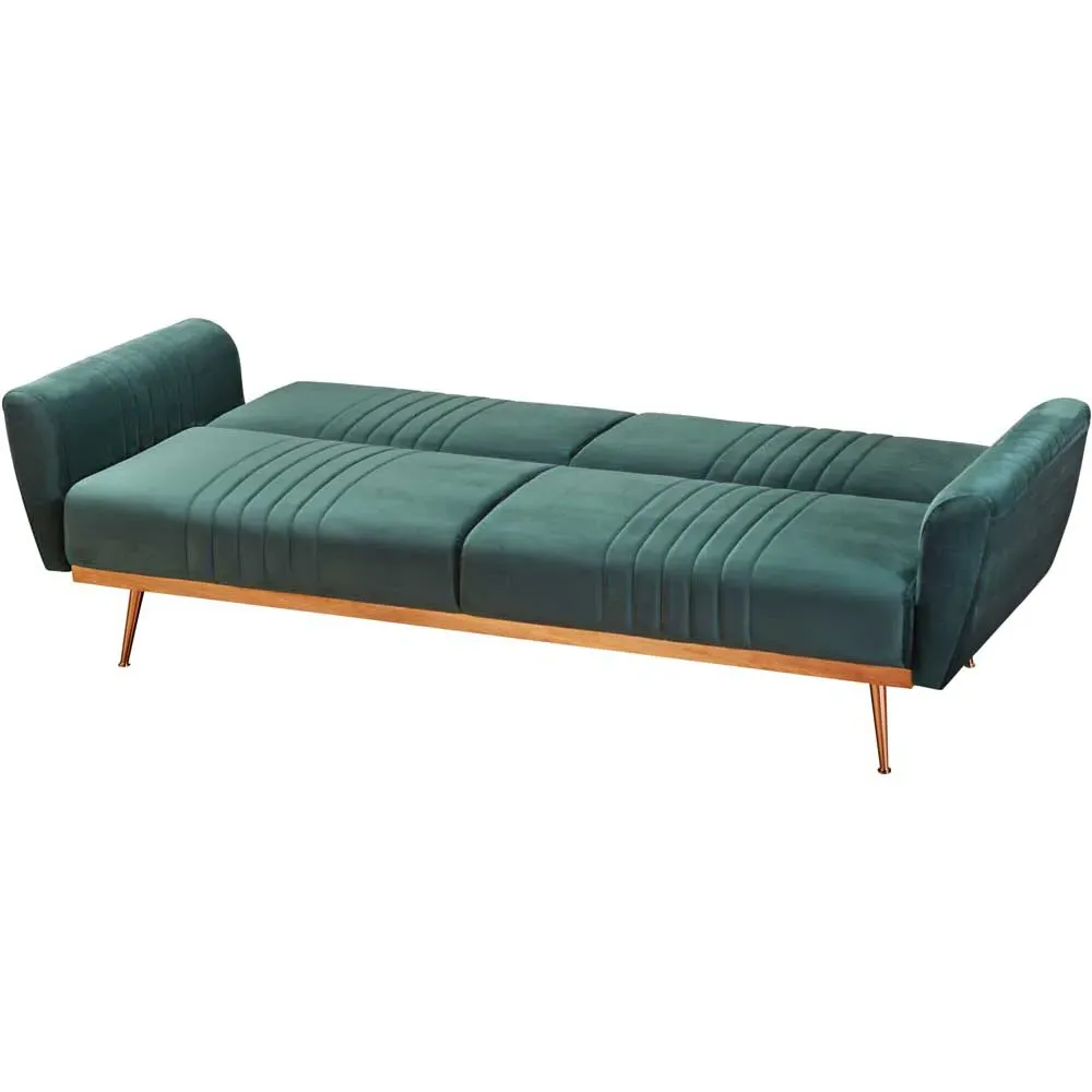 Nico 3-Seater Sofa Bed - Green, Velvet