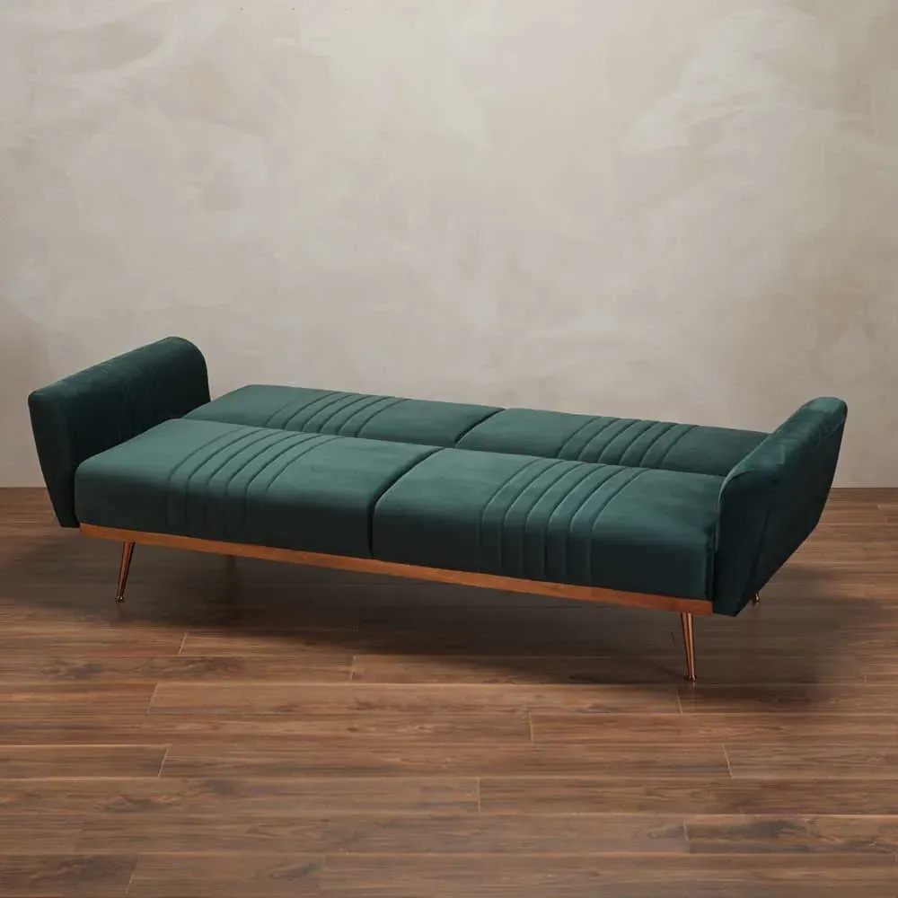 Nico 3-Seater Sofa Bed - Green, Velvet