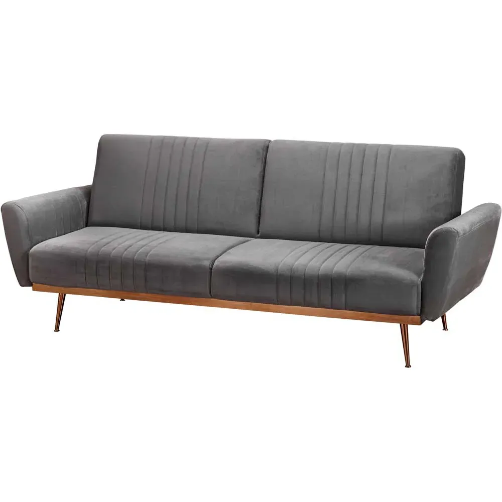 Nico 3-Seater Sofa Bed - Grey, Velvet