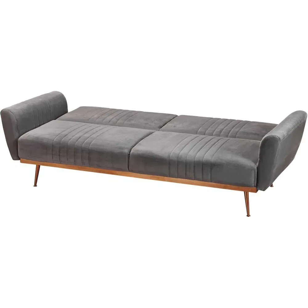 Nico 3-Seater Sofa Bed - Grey, Velvet