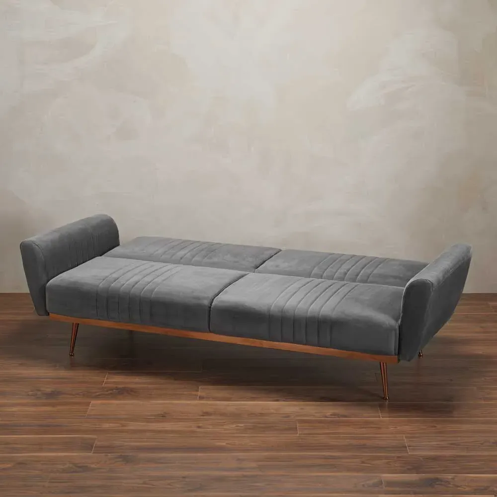 Nico 3-Seater Sofa Bed - Grey, Velvet