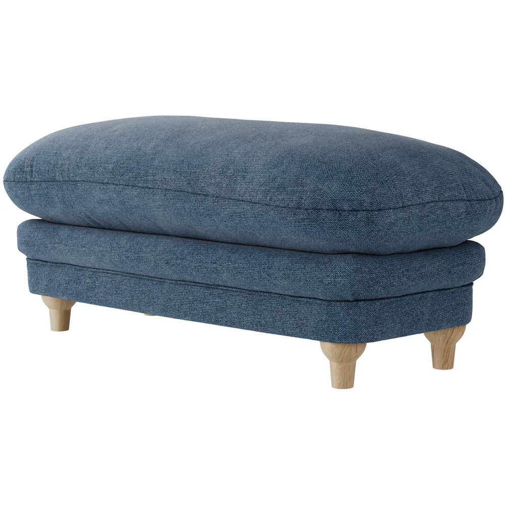 Plumpton Weave Footstool - Blue, Chenille