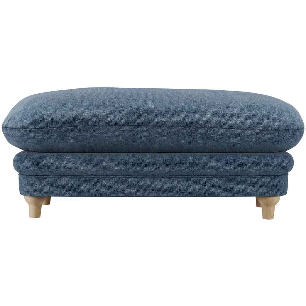 Plumpton Weave Footstool - Blue, Chenille