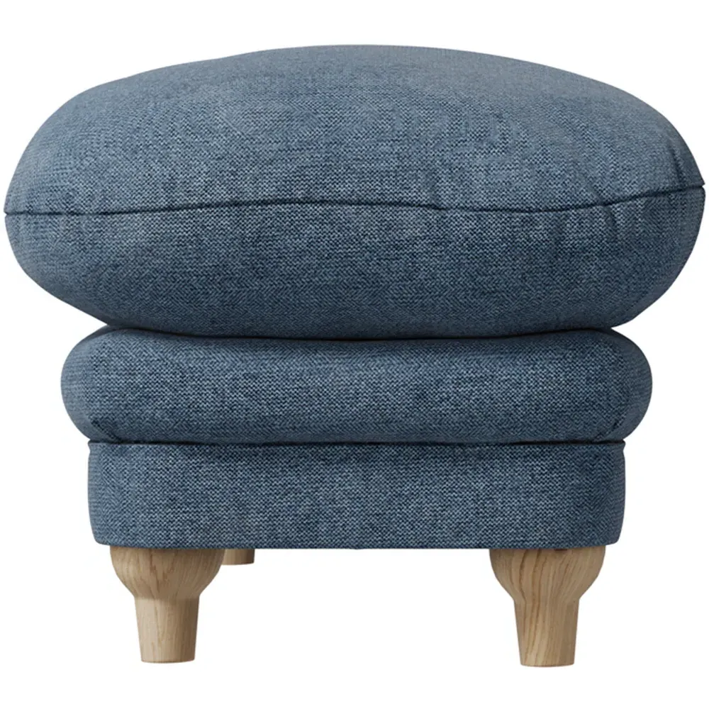 Plumpton Weave Footstool - Blue, Chenille