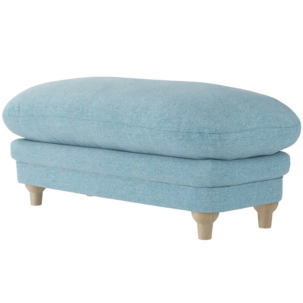 Plumpton Weave Footstool - Duck Egg Blue, Chenille