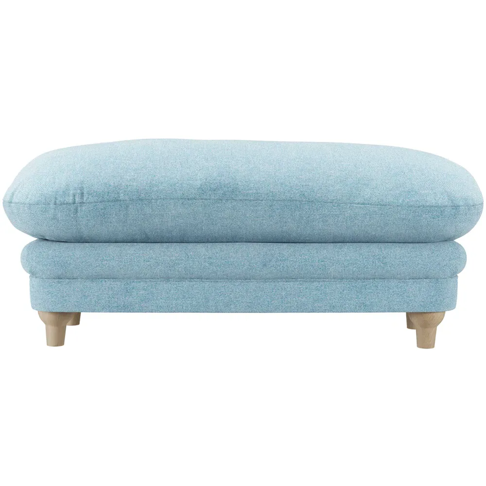 Plumpton Weave Footstool - Duck Egg Blue, Chenille