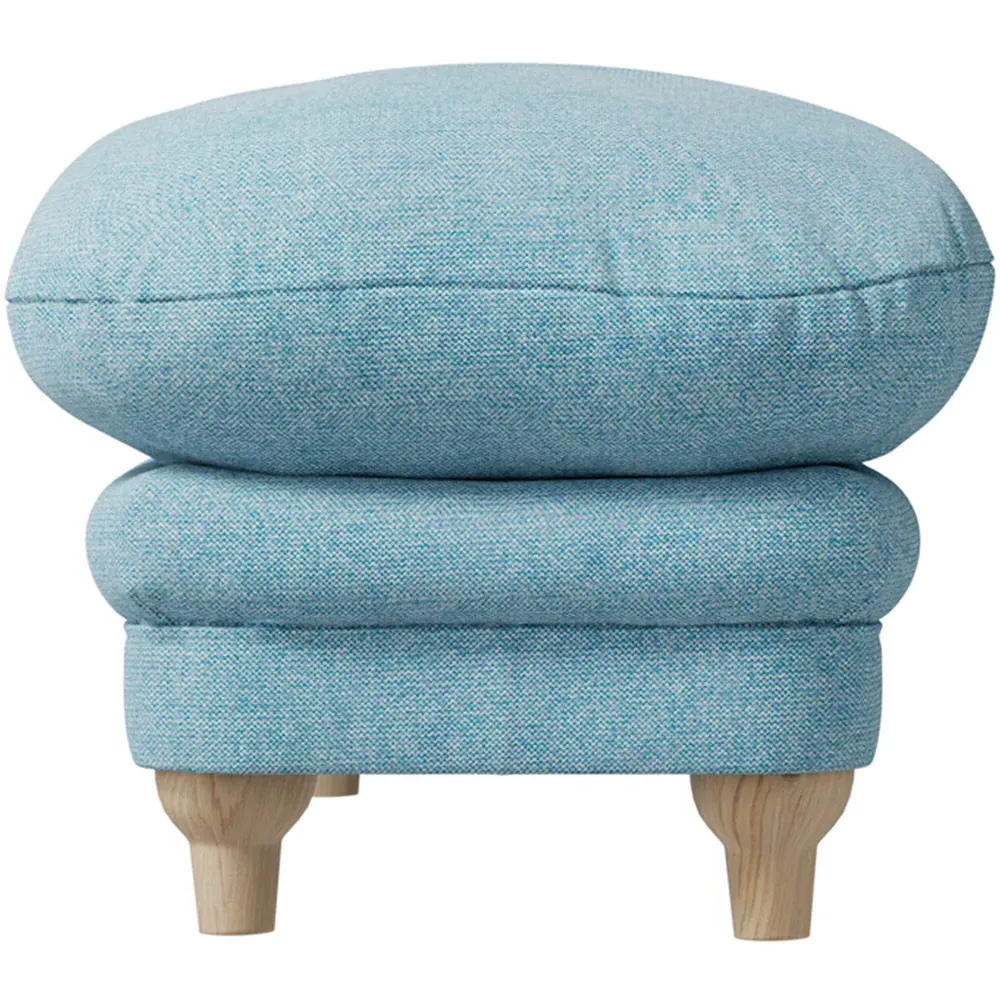 Plumpton Weave Footstool - Duck Egg Blue, Chenille