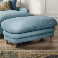 Plumpton Weave Footstool - Duck Egg Blue, Chenille