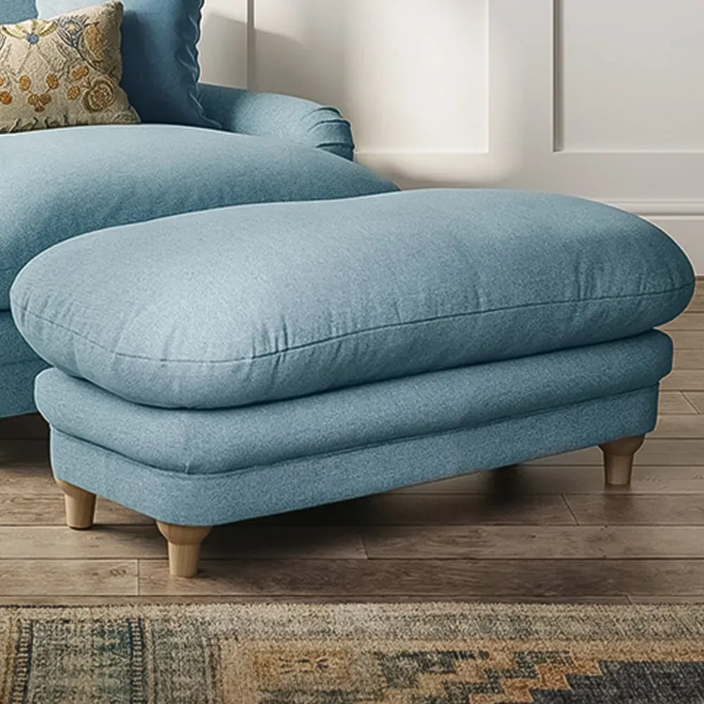Plumpton Weave Footstool - Duck Egg Blue, Chenille image