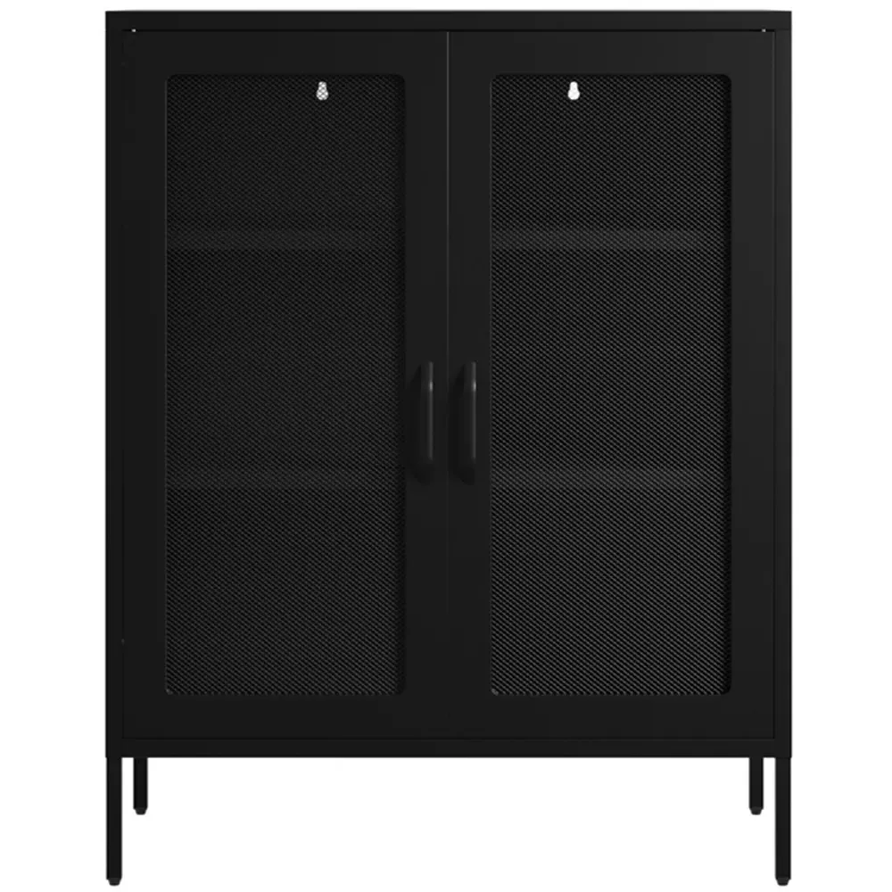 Reuben 2 Door Display Cabinet with Mesh Panels - Black