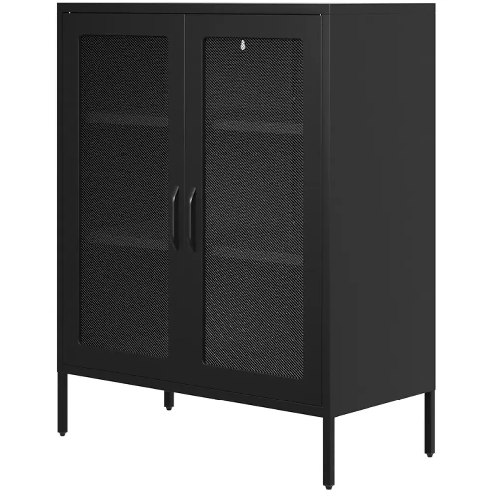 Reuben 2 Door Display Cabinet with Mesh Panels - Black