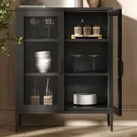 Reuben 2 Door Display Cabinet with Mesh Panels - Black