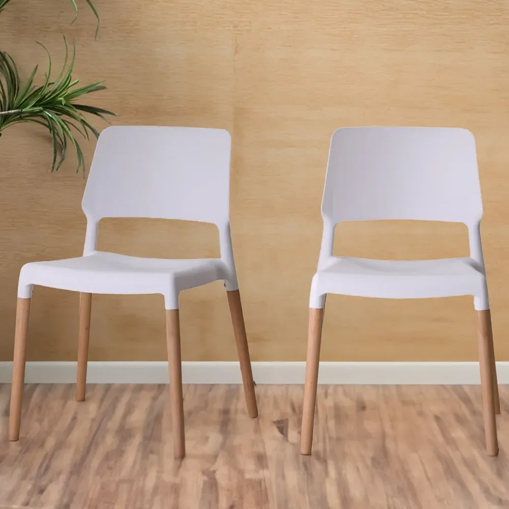 Riva Set of 2 Dining Chairs - White