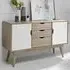 Scandi 2 Door 3 Drawer Large Sideboard - White, Oak Effect