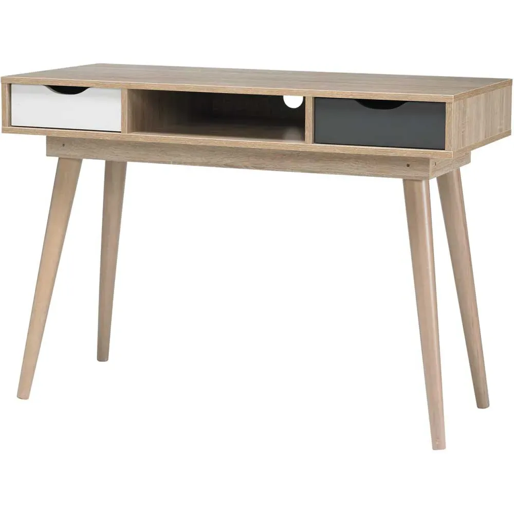 Scandi 2 Drawer Desk with Storage - Oak