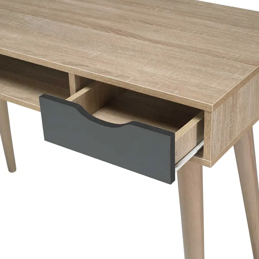 Scandi 2 Drawer Desk with Storage - Oak