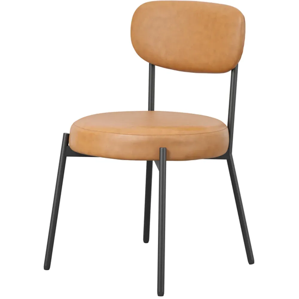 Smith Set of 2 Dining Chairs - Brown, PU Fabric