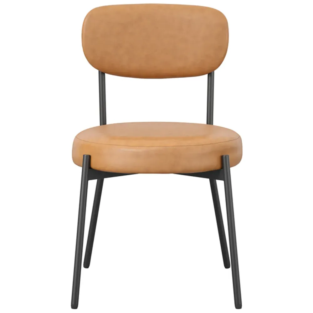 Smith Set of 2 Dining Chairs - Brown, PU Fabric