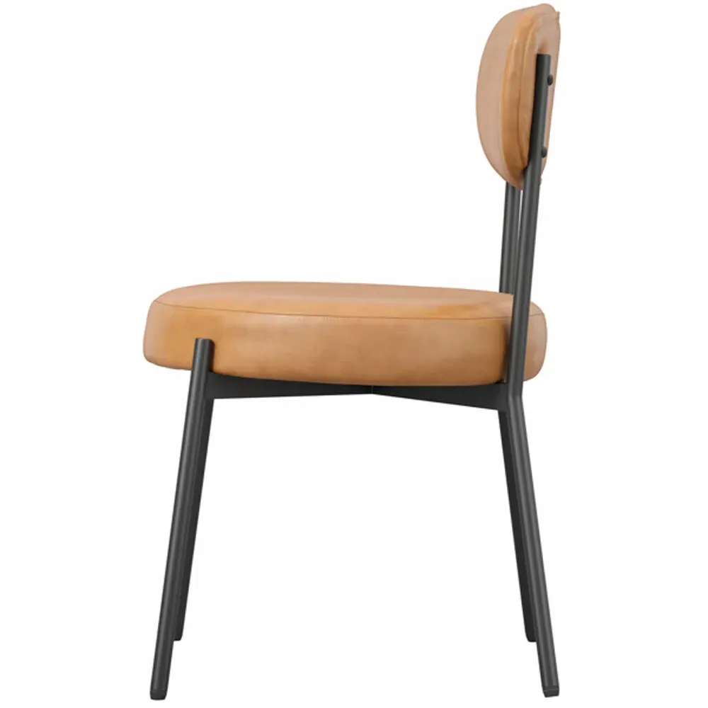 Smith Set of 2 Dining Chairs - Brown, PU Fabric