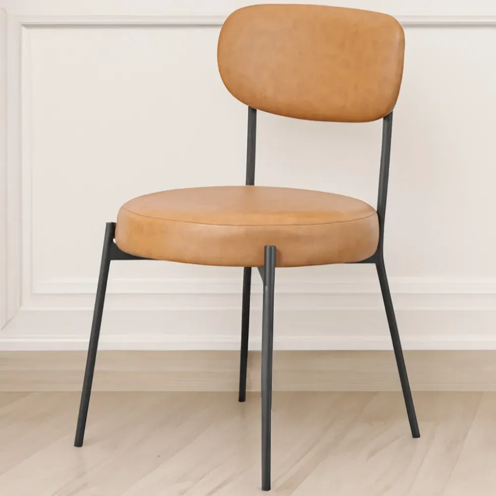 Smith Set of 2 Dining Chairs - Brown, PU Fabric image