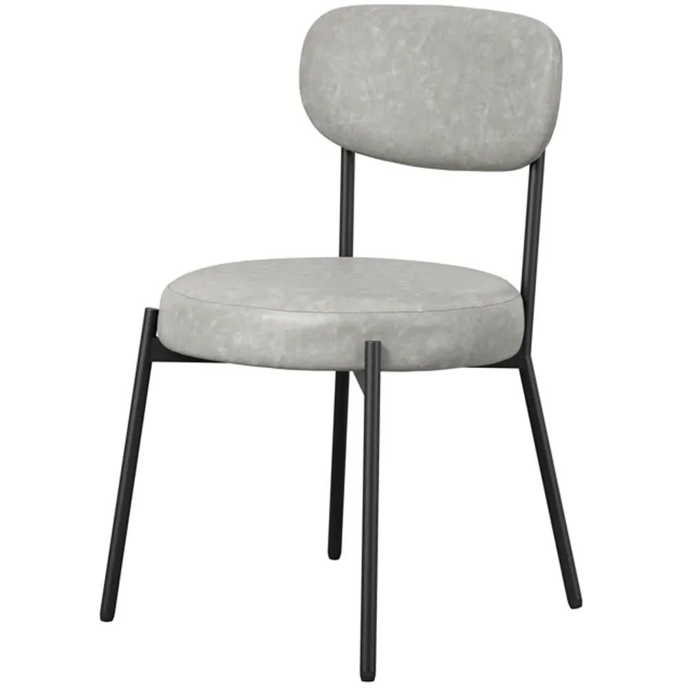 Smith Set of 2 Dining Chairs - Grey, PU Fabric