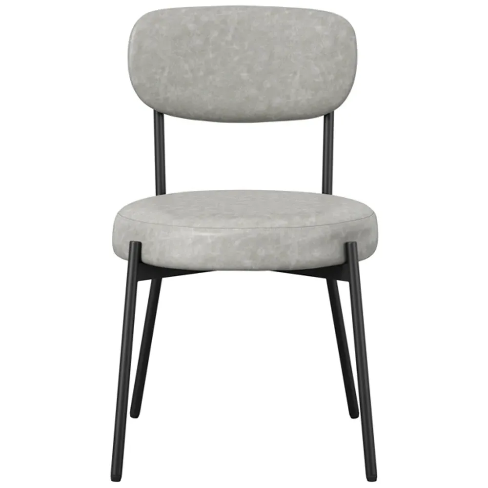Smith Set of 2 Dining Chairs - Grey, PU Fabric