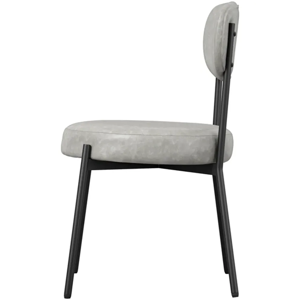 Smith Set of 2 Dining Chairs - Grey, PU Fabric