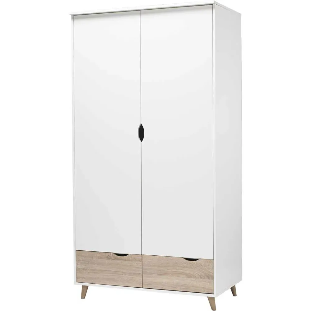 Stockholm 2 Door 2 Drawer Wardrobe - White, Oak