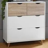Stockholm 4 Drawer Chest of Drawers - White, Oak
