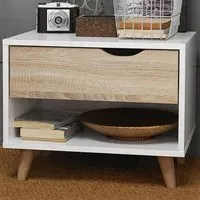 Stockholm Single Drawer Bedside Cabinet - White, Oak
