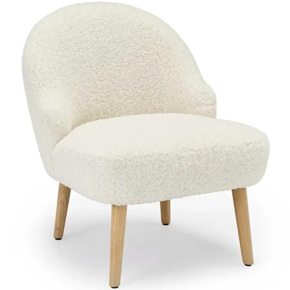 Ted Accent Chair - White, Boucle