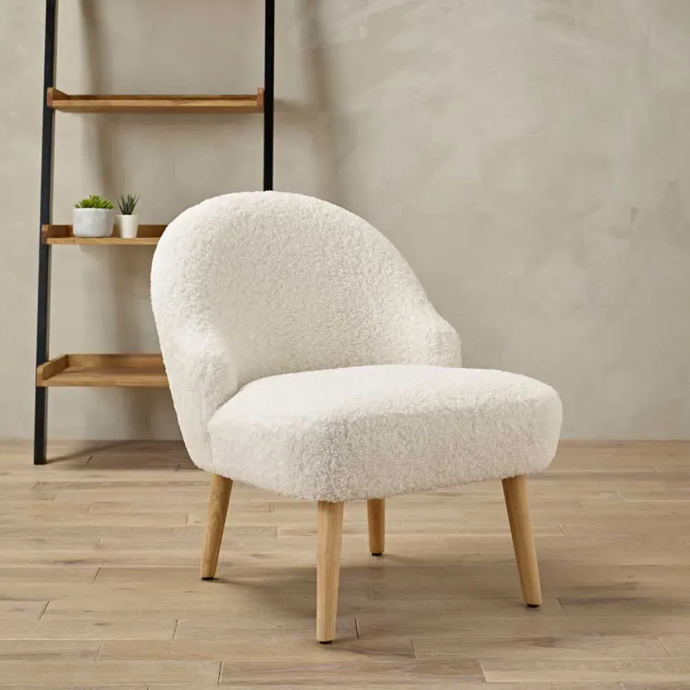 Ted Accent Chair - White, Boucle