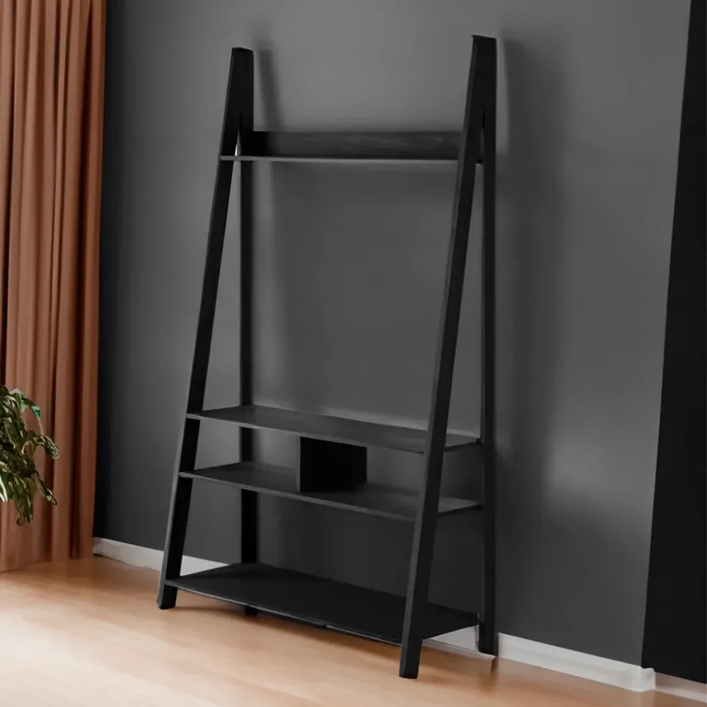 Tiva 4 Shelf Ladder TV Unit - Black