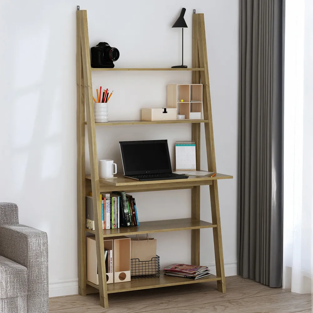Tiva 5 Shelf Ladder Desk - Oak