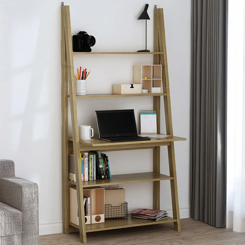 Tiva 5 Shelf Ladder Desk - Oak image