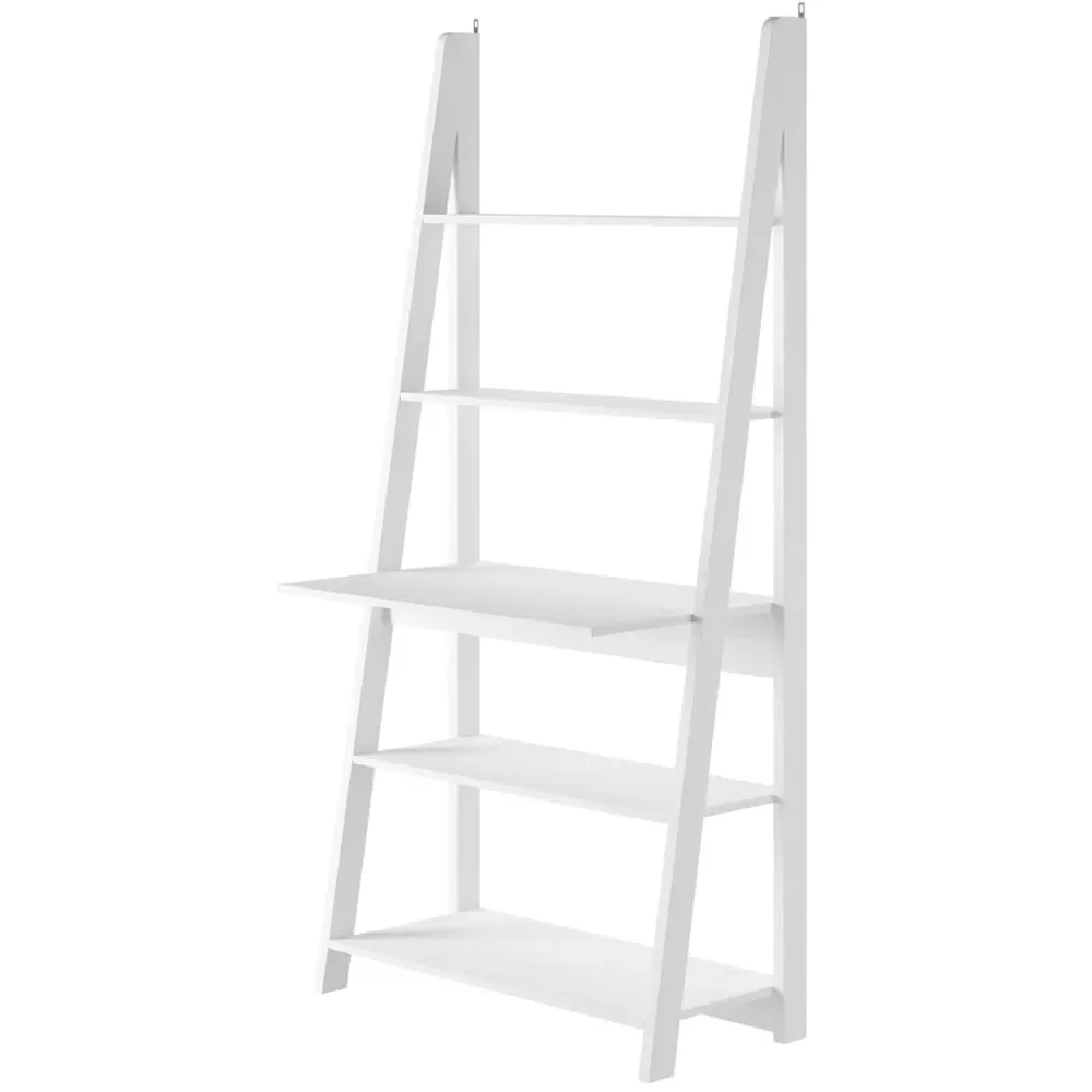 Tiva 5 Shelf Ladder Desk - White