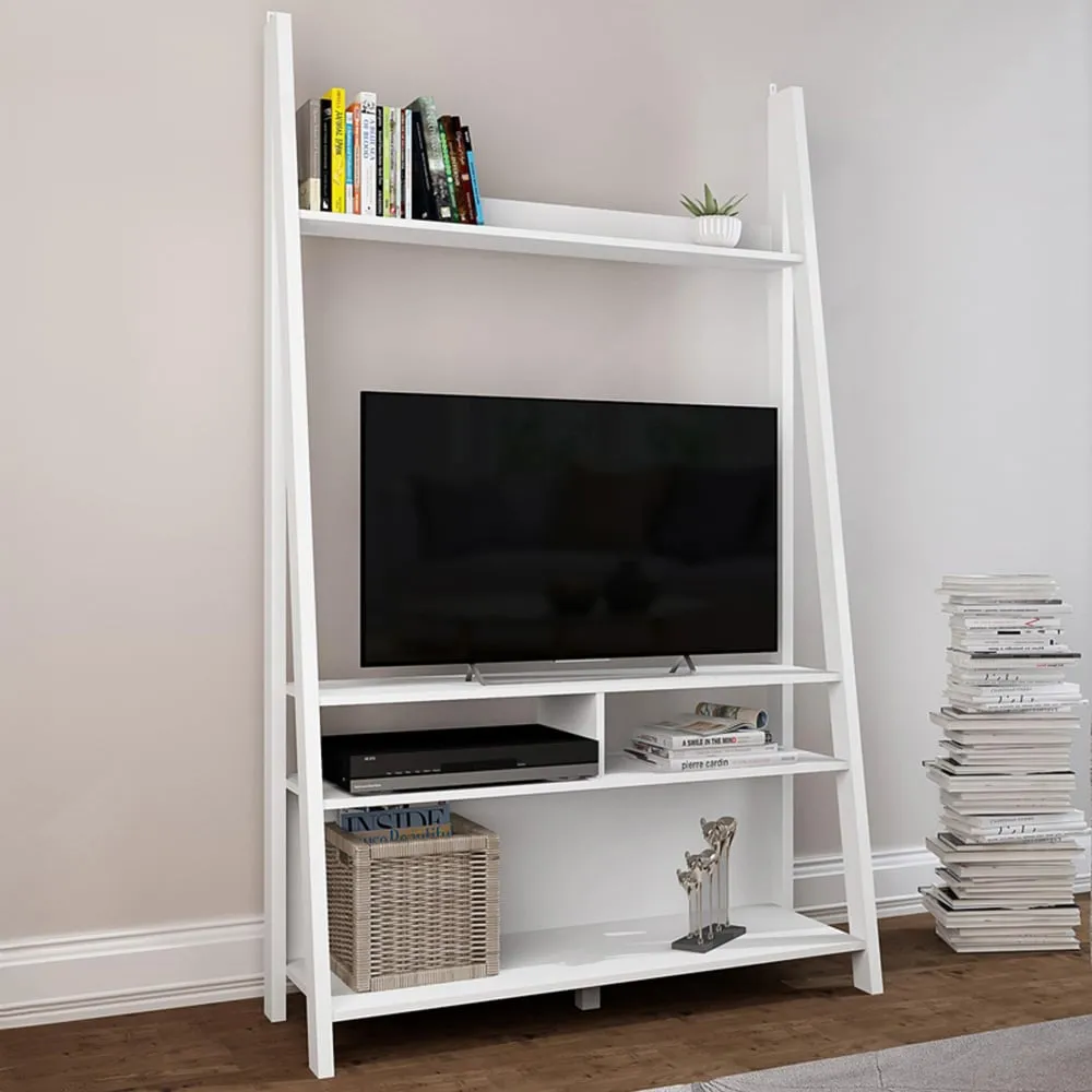 Tiva 5 Shelf Ladder TV Unit - White