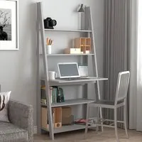 Tiva 5 Tier Ladder Desk with Storage - Grey