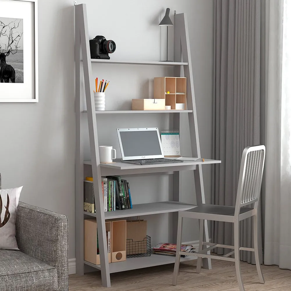 Tiva 5 Tier Ladder Desk with Storage - Grey