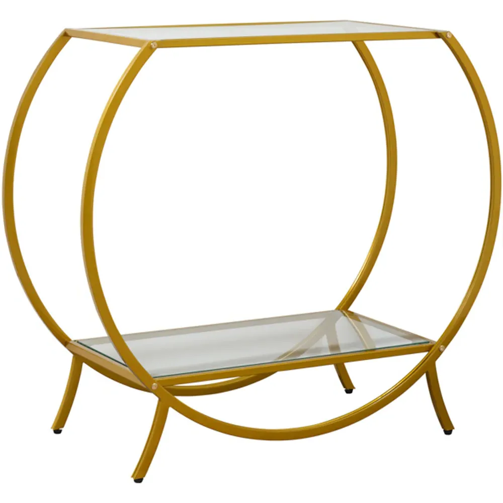 Zenor Single Shelf Console Table - Gold, Glass