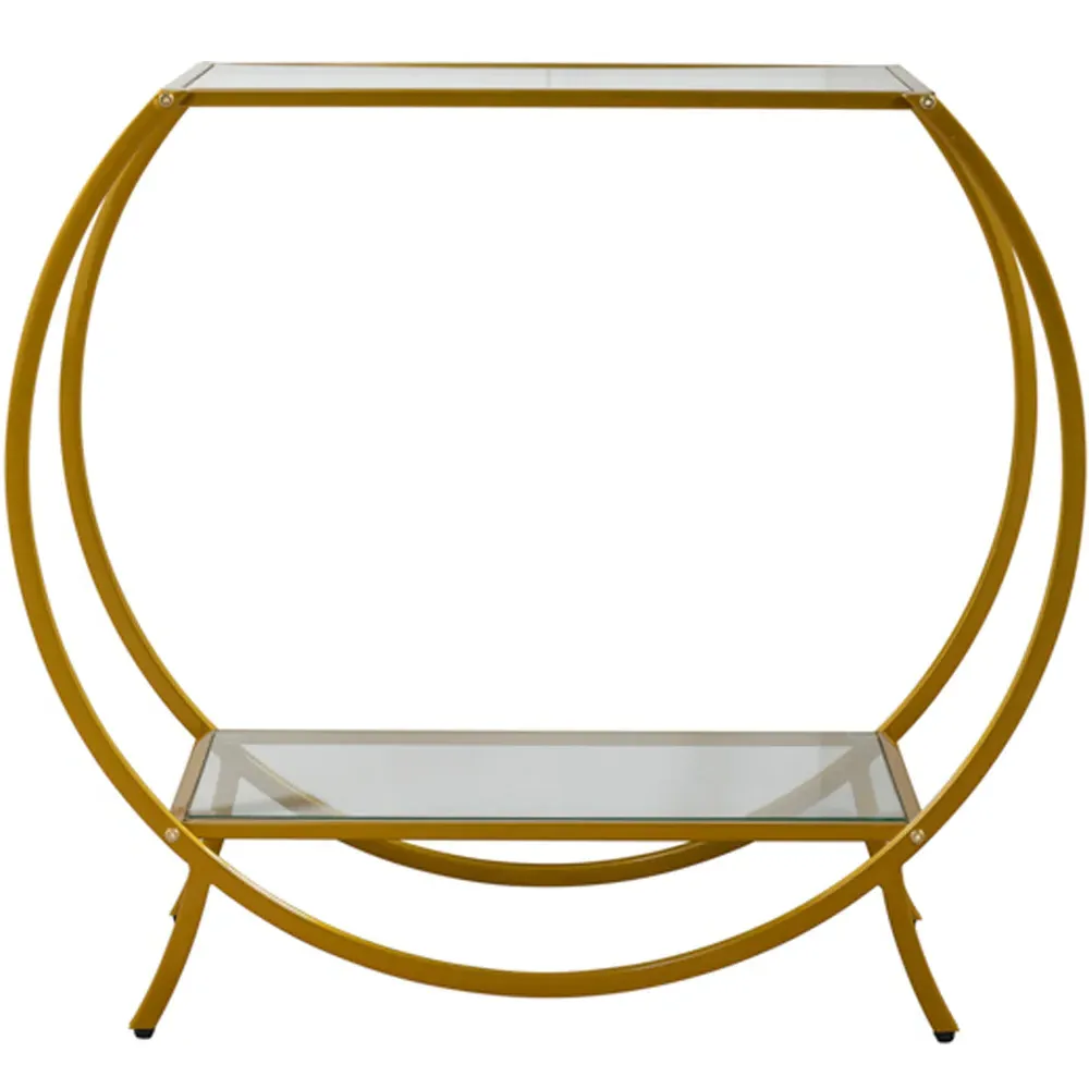 Zenor Single Shelf Console Table - Gold, Glass
