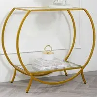Zenor Single Shelf Console Table - Gold, Glass
