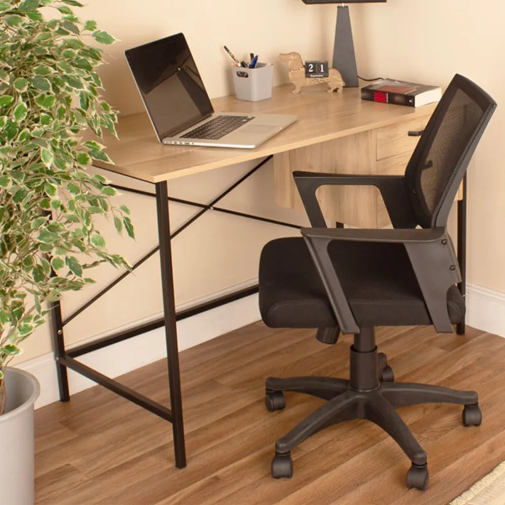 Loft 2 Drawer Home Office Desk - Brown, Oak Effect