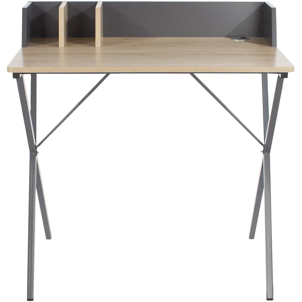 Loft Cross Legs Office Desk - Oak Effect, Grey Metal