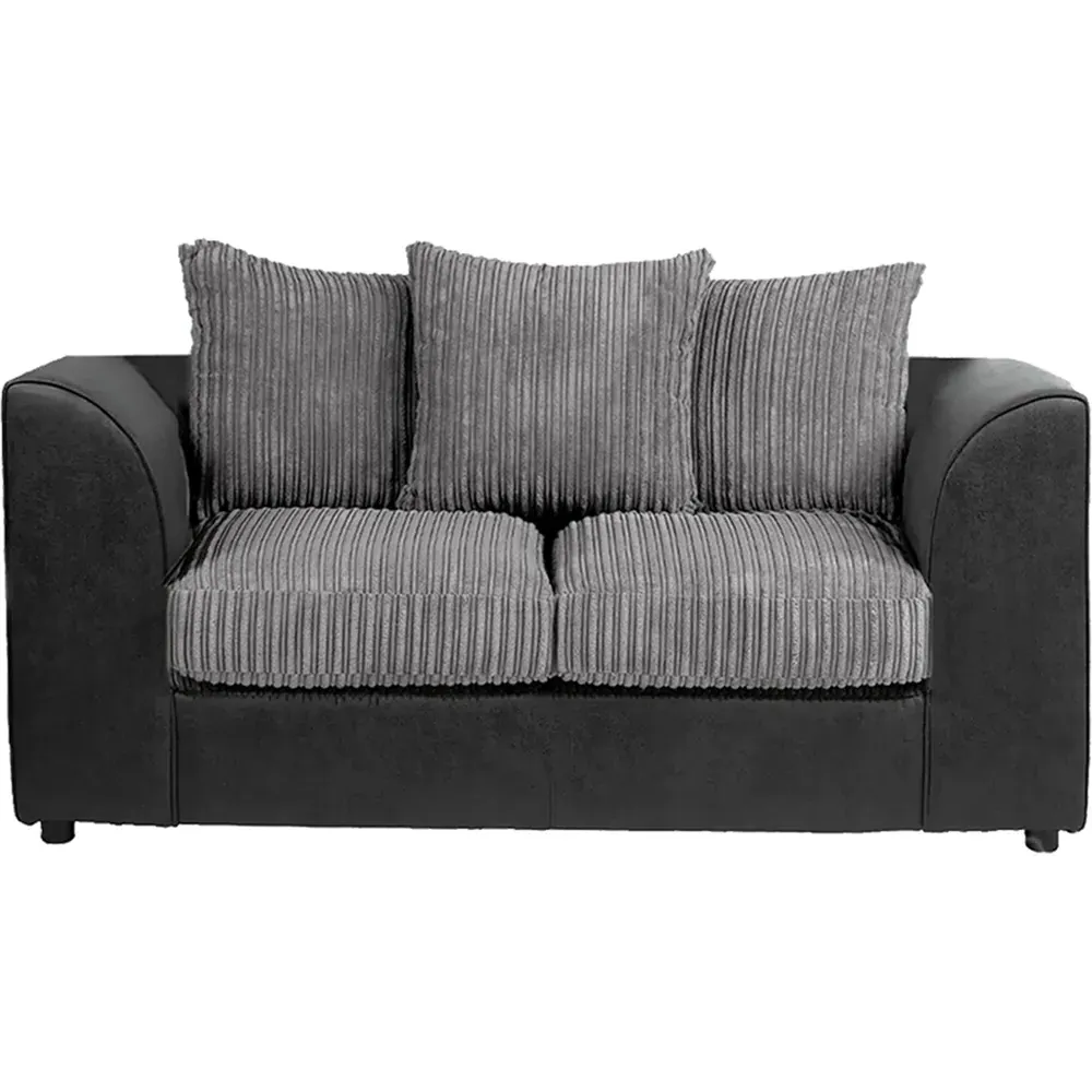 2-Seater Scatter Back Sofa - Black and Grey, Jumbo Cord