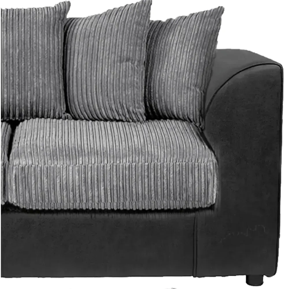 2-Seater Scatter Back Sofa - Black and Grey, Jumbo Cord