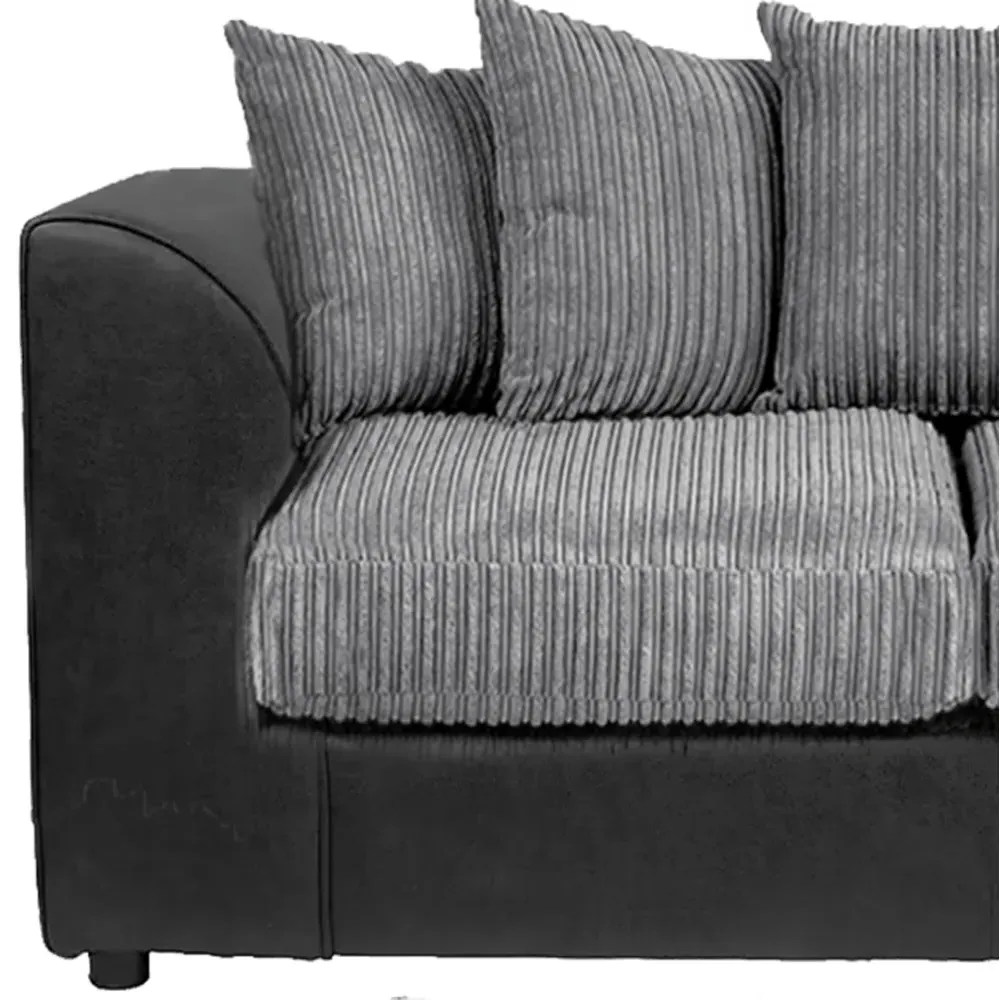 2-Seater Scatter Back Sofa - Black and Grey, Jumbo Cord